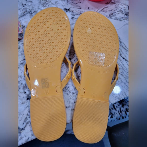 Tory Burch Ray studded jelly thong flip flop sandal size 8 sunburst yellow - Picture 7 of 7